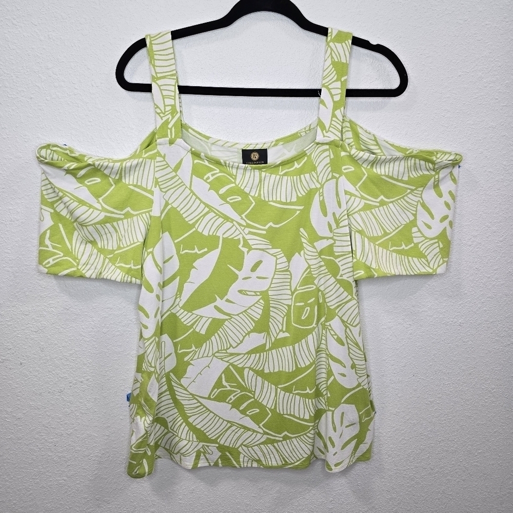 JM  Collection Blouse  Top Summer Cold Shoulder Womens Size L